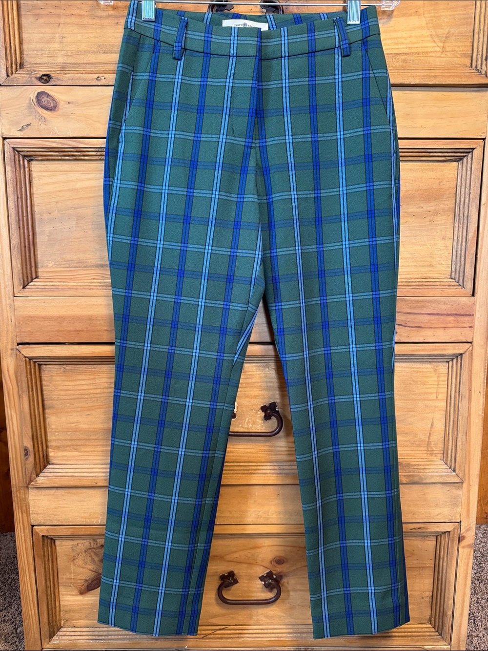 Tory Sport Green & Blue Plaid Tailored Golf Pants